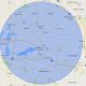 Map showing a 300 km radius around a central point in Germany.