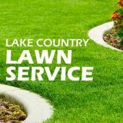Lawn service advertisement with green grass.